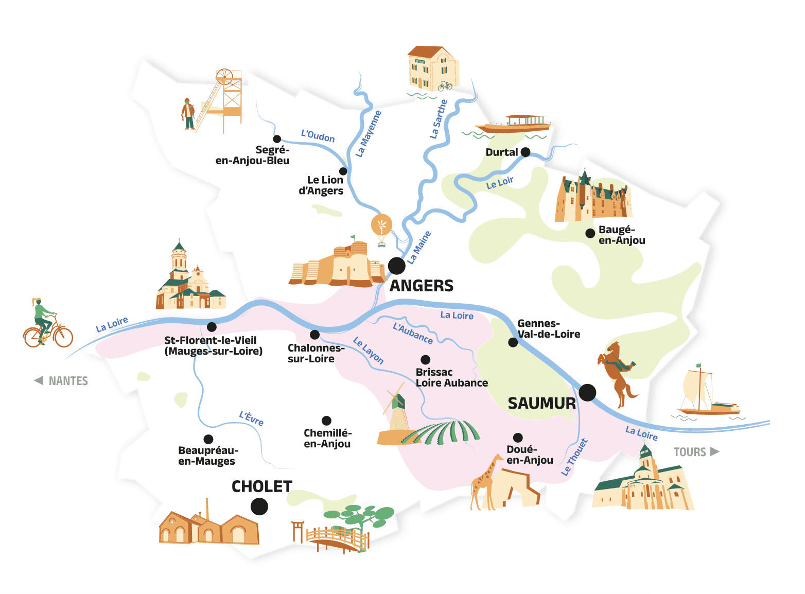 Carte des Pays de la Loire - Plan - La ronsardière Bouchemaine - Gite de la Ronsardière